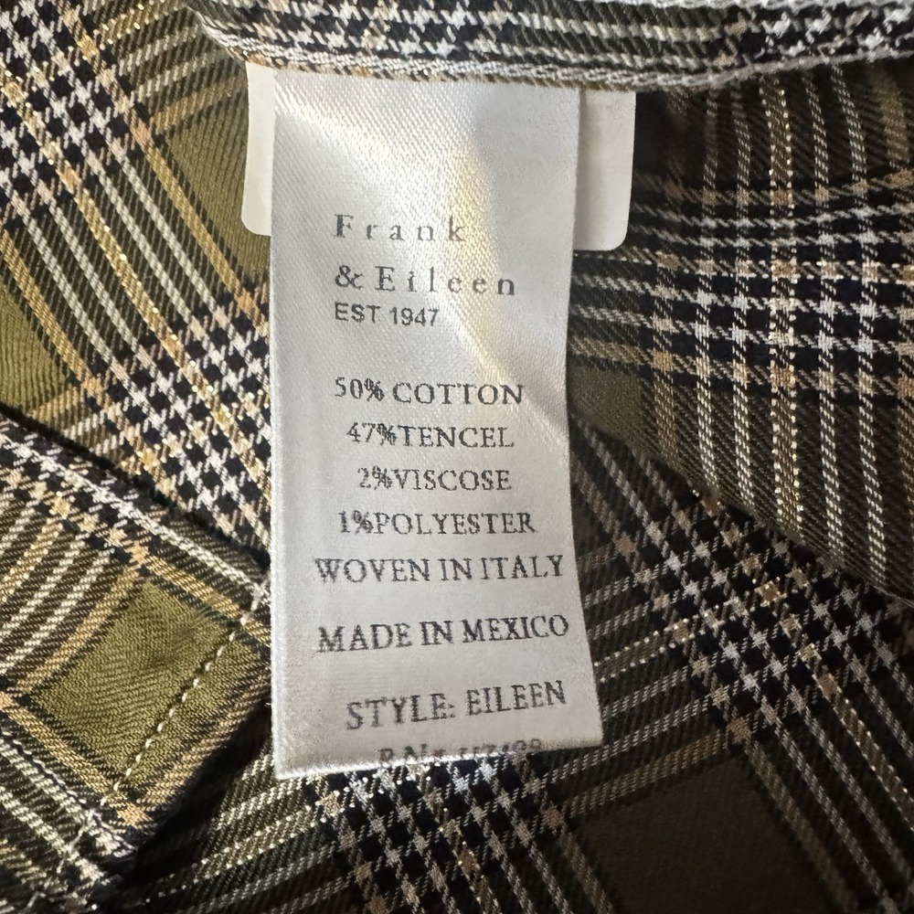 Frank & Eileen Eileen Plaid Button Up Womens Small Quiet Luxury Casual - Picture 7 of 8